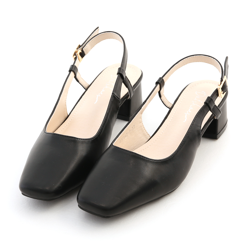 Mid-Heel Slingback Pumps Black