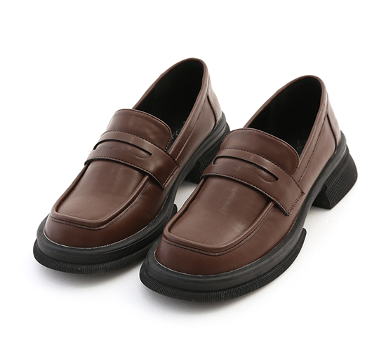 Extra Thick Sole Classic Penny Loafers Dark Brown