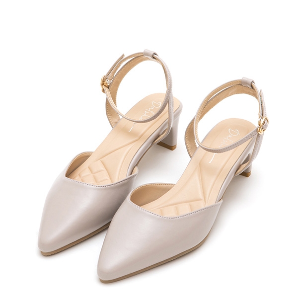 Elegant Pointed-Toe Flat Mary Jane Shoes Grey