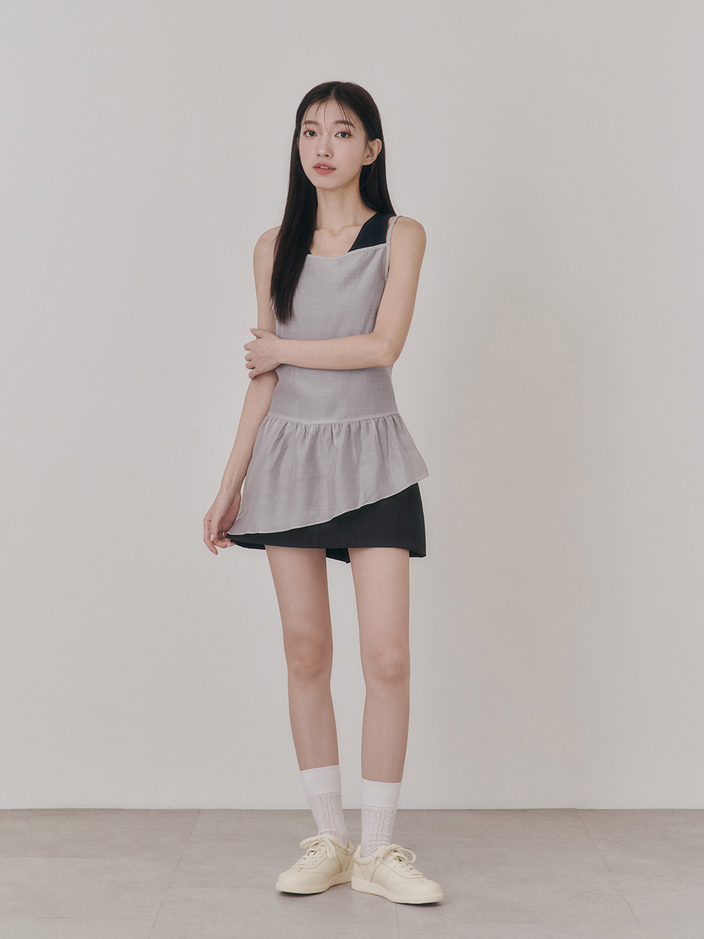 雙色鞋帶真皮復古德訓鞋 米白