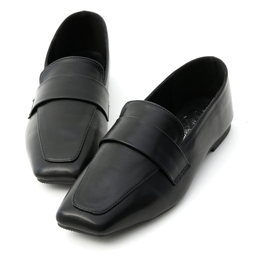 独创设计.斜方头低跟乐福鞋