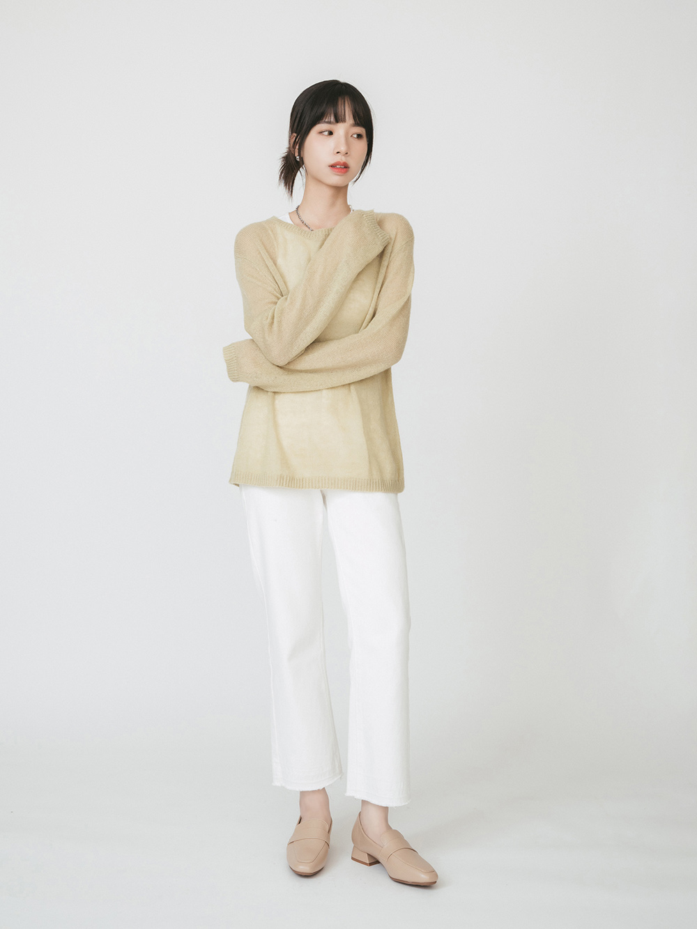 實穿滿分．4D氣墊低跟樂福鞋 奶茶杏