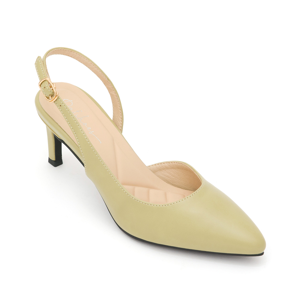 Elegant Pointed-Toe Slingback Heels Avocado Green