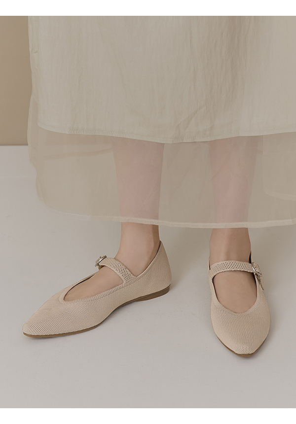 【3D零感雲織鞋】尖頭瑪莉珍鞋 密茶杏