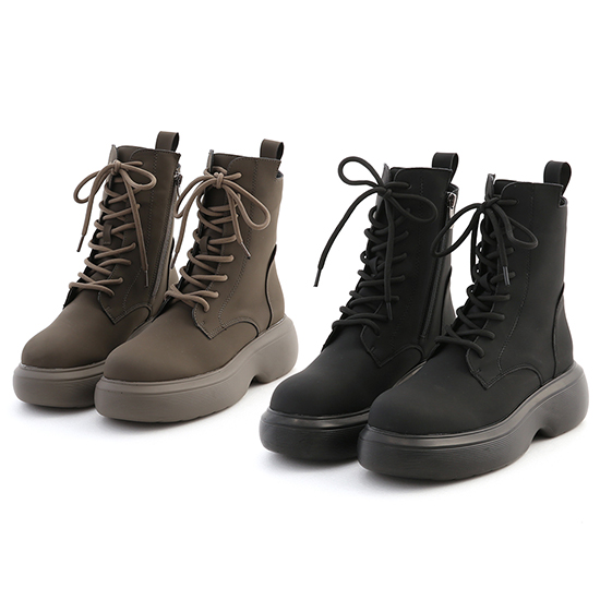 Lightweight Sole Lace-Up Short Military Boots Black