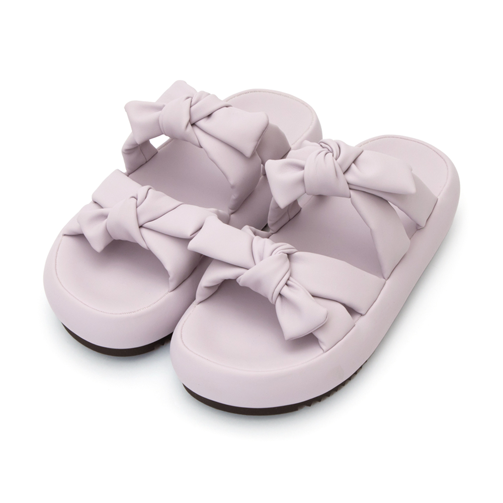 可愛雙蝴蝶結胖胖底氣墊拖鞋 紫