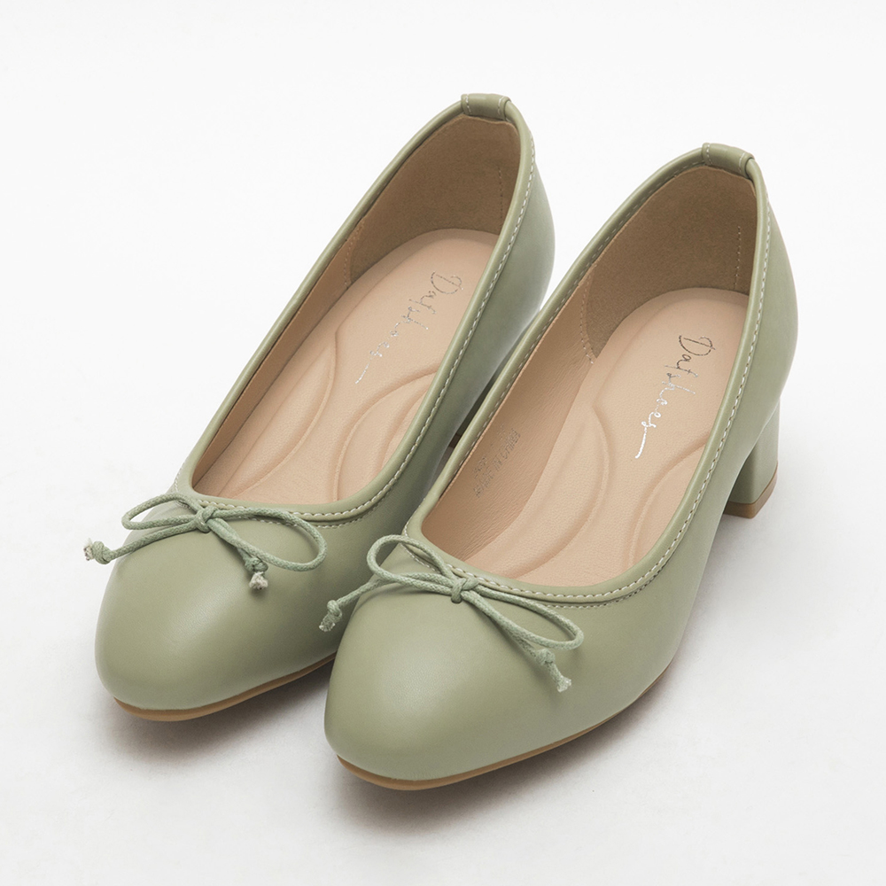 4D Cushioned Mid-Heel Ballets Shoes Sage Green