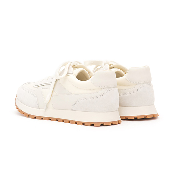 Korean-Style Genuine Leather Retro Casual Sneakers Beige