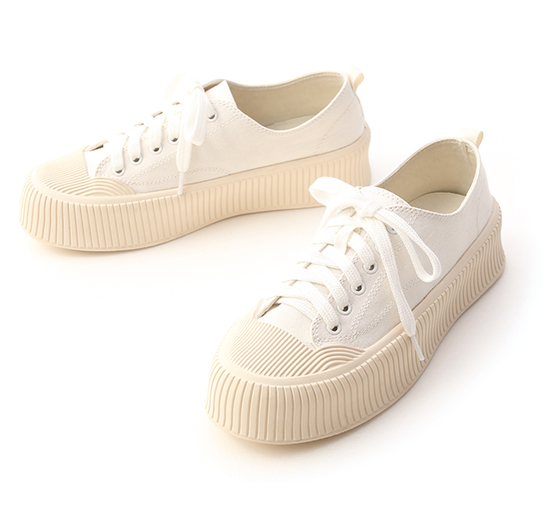 Thick Sole Canvas Sneakers White