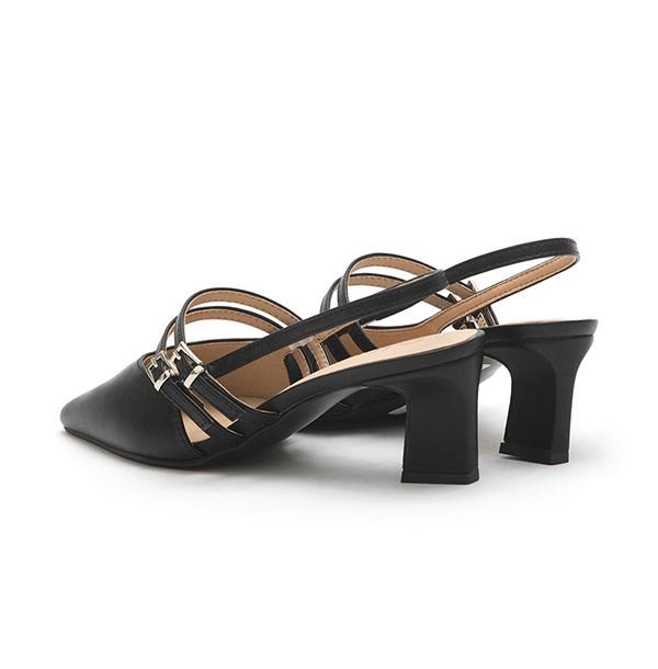 純欲風尖頭雙帶後空跟鞋 黑