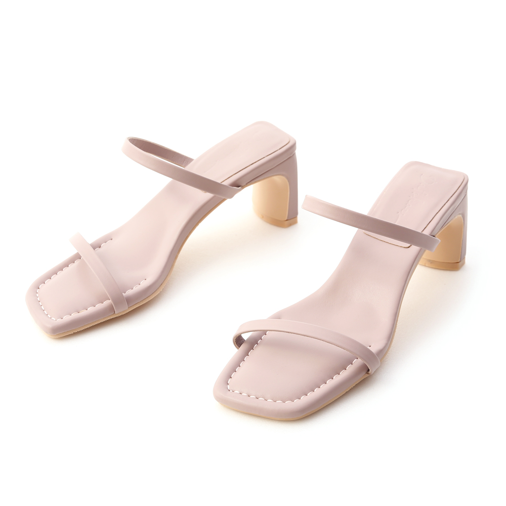Double Straps Flat Heel Sandals Lavender