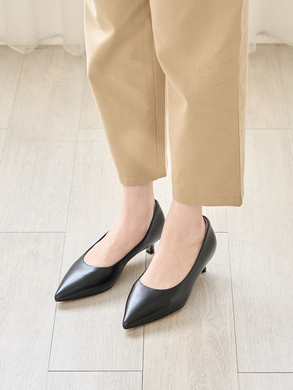 【真皮系列】3.5cm全能氣墊真皮低跟鞋 時尚黑