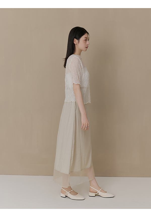 輕盈方頭4D氣墊後空低跟鞋 香草白