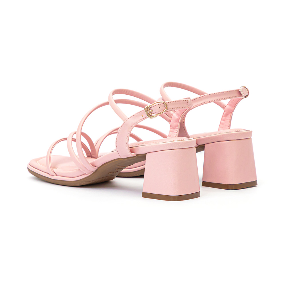 彩虹泡泡糖．泡芙軟墊細帶高跟涼鞋 粉