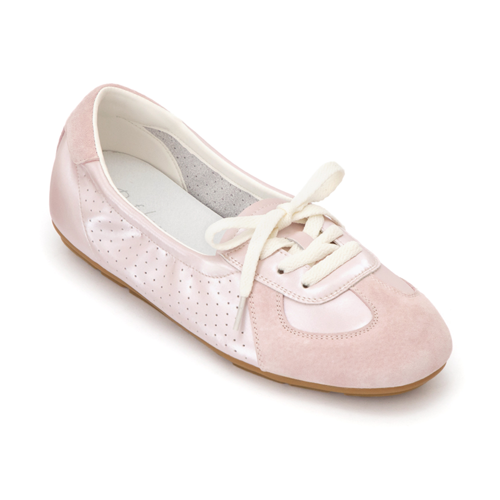 粉彩系列真皮綁帶淺口休閒鞋 粉色