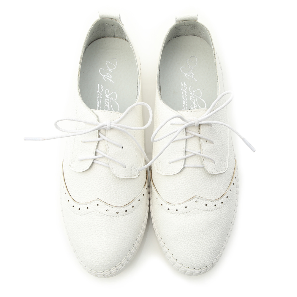 Stitch Detail Brogue Shoes White