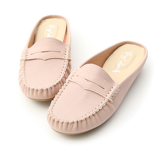 MIT Classic Moccasin Mules Nude pink