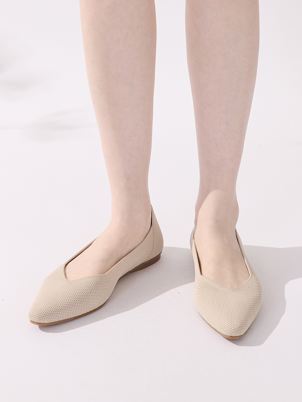 【3D零感雲織鞋】小V口尖頭通勤包鞋 香草米