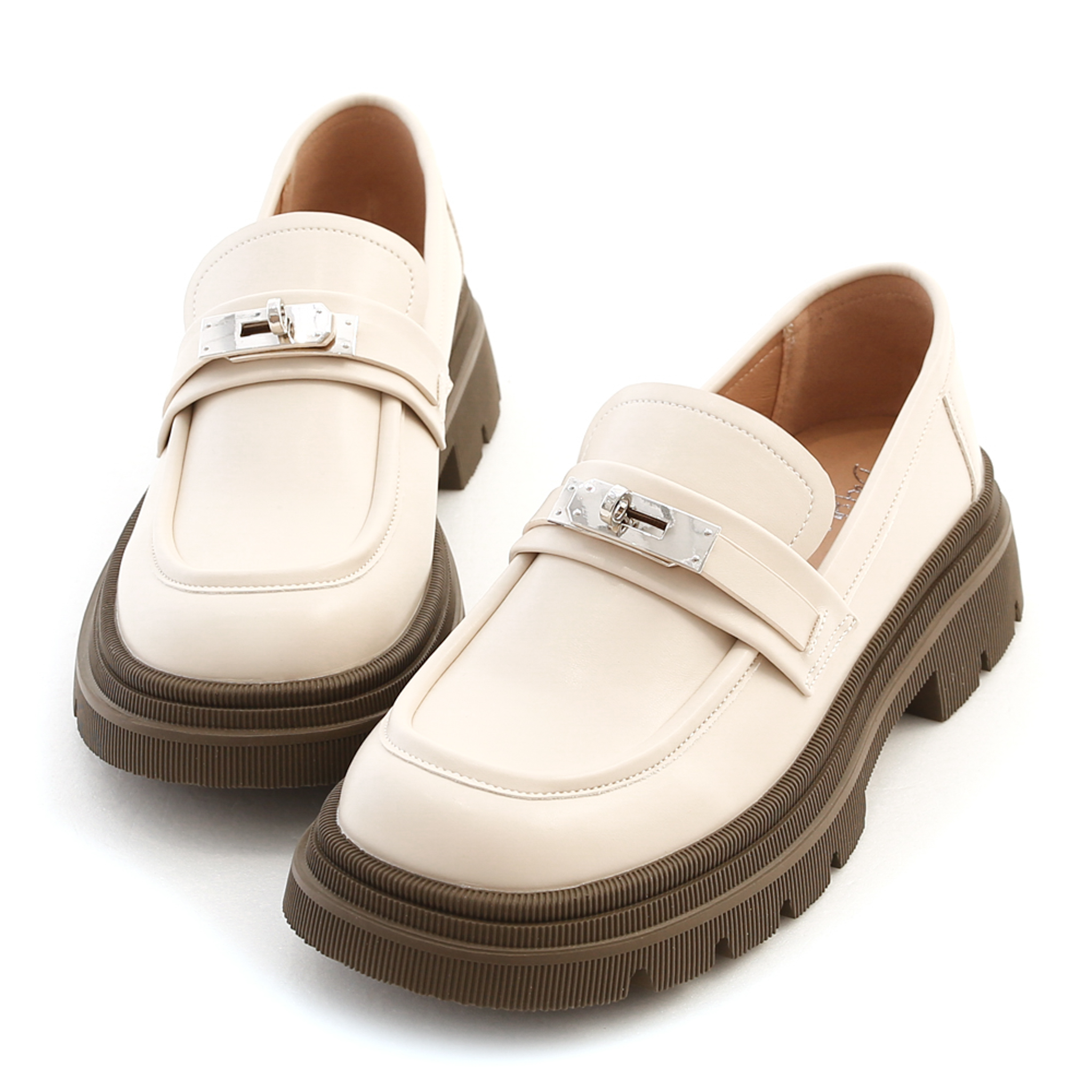 Silver Lock Chunky Sole Loafers