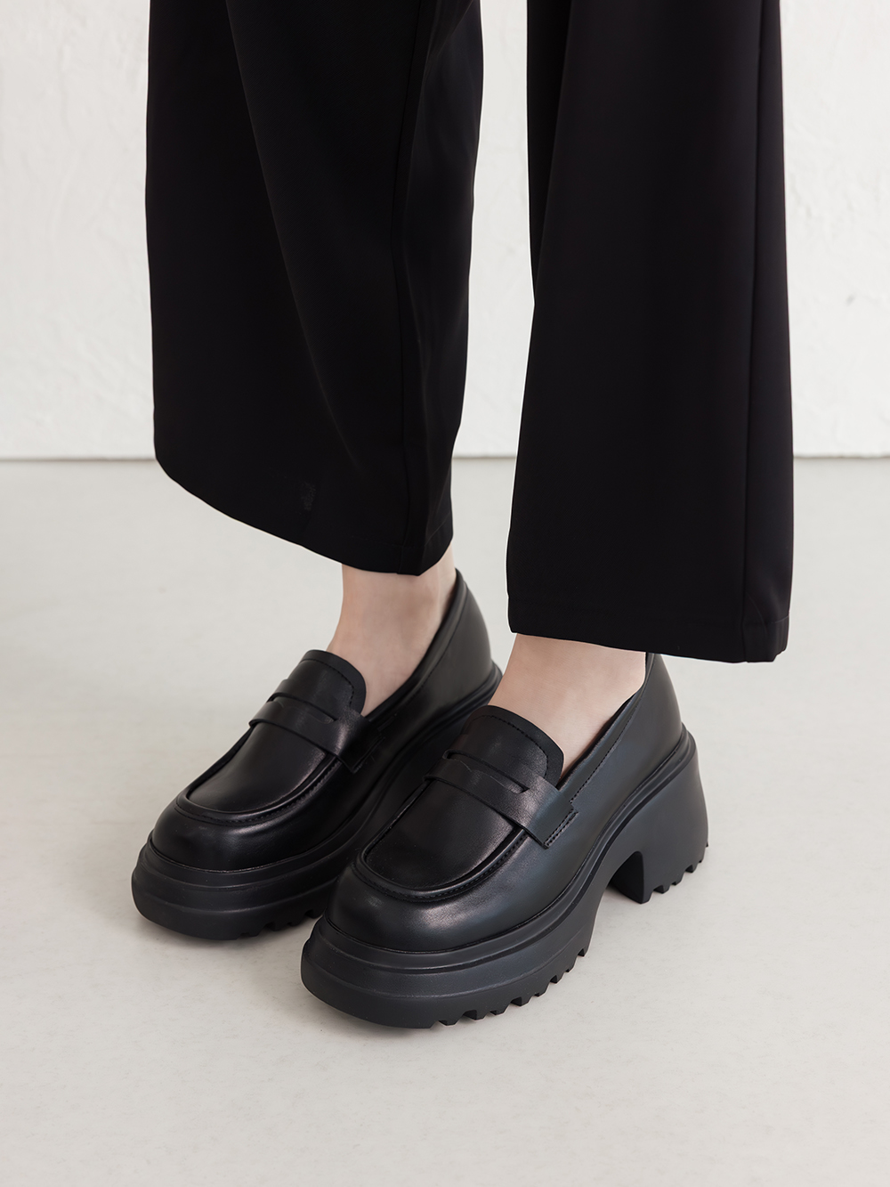 學霸女神增高加厚底樂福鞋 黑色