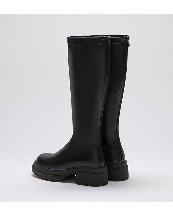 Plain Thick Sole Tall Boots Black