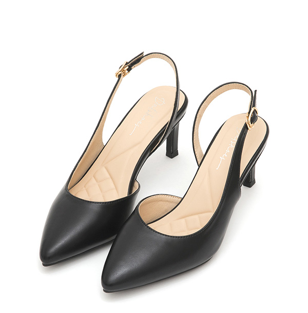 Elegant Pointed-Toe Slingback Heels Black