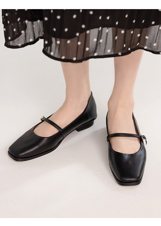 Square Toe Mary Janes Shoes Black