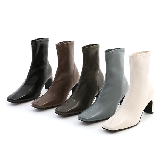 唯美配方．質感亮面扁跟瘦瘦靴 迷霧藍