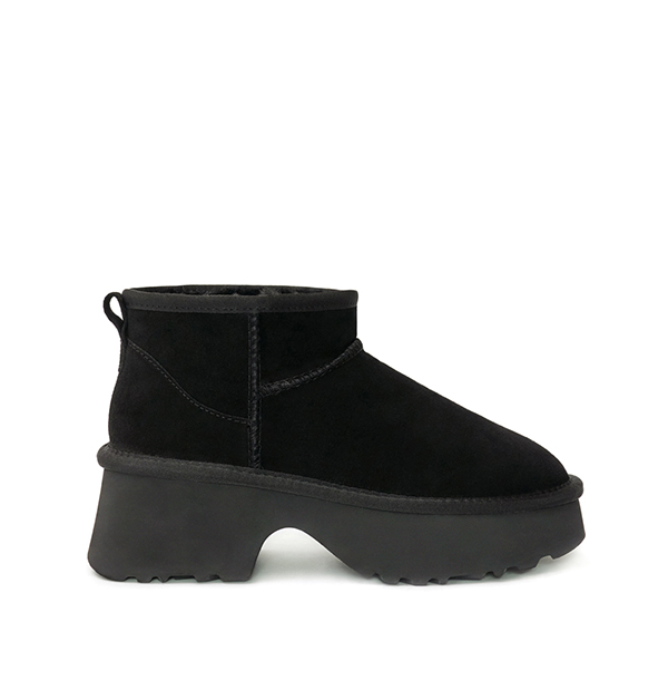 Cozy Platform Leather Winter Boots Black