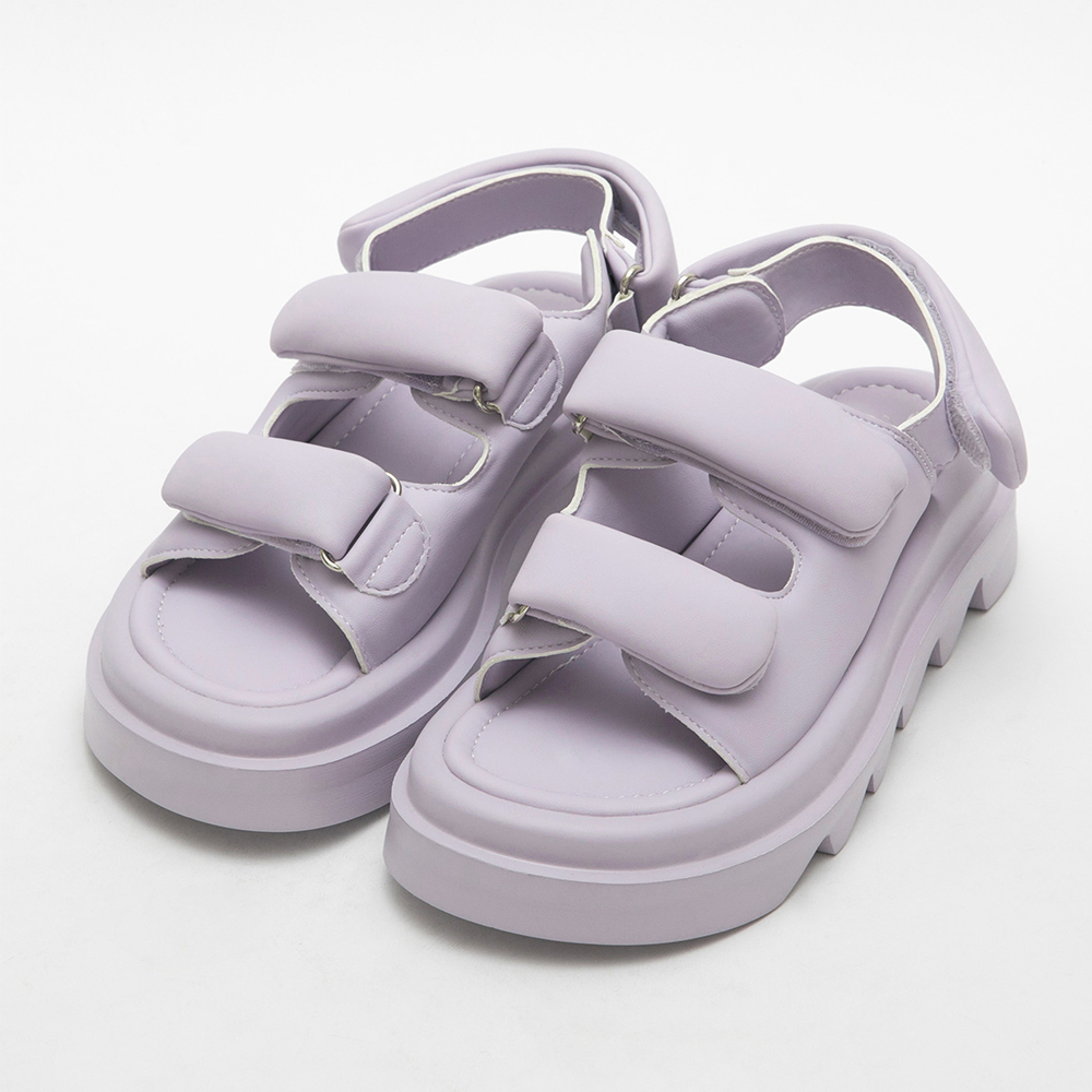 Wide Band Velcro Sponge Soft Sandals 淺紫