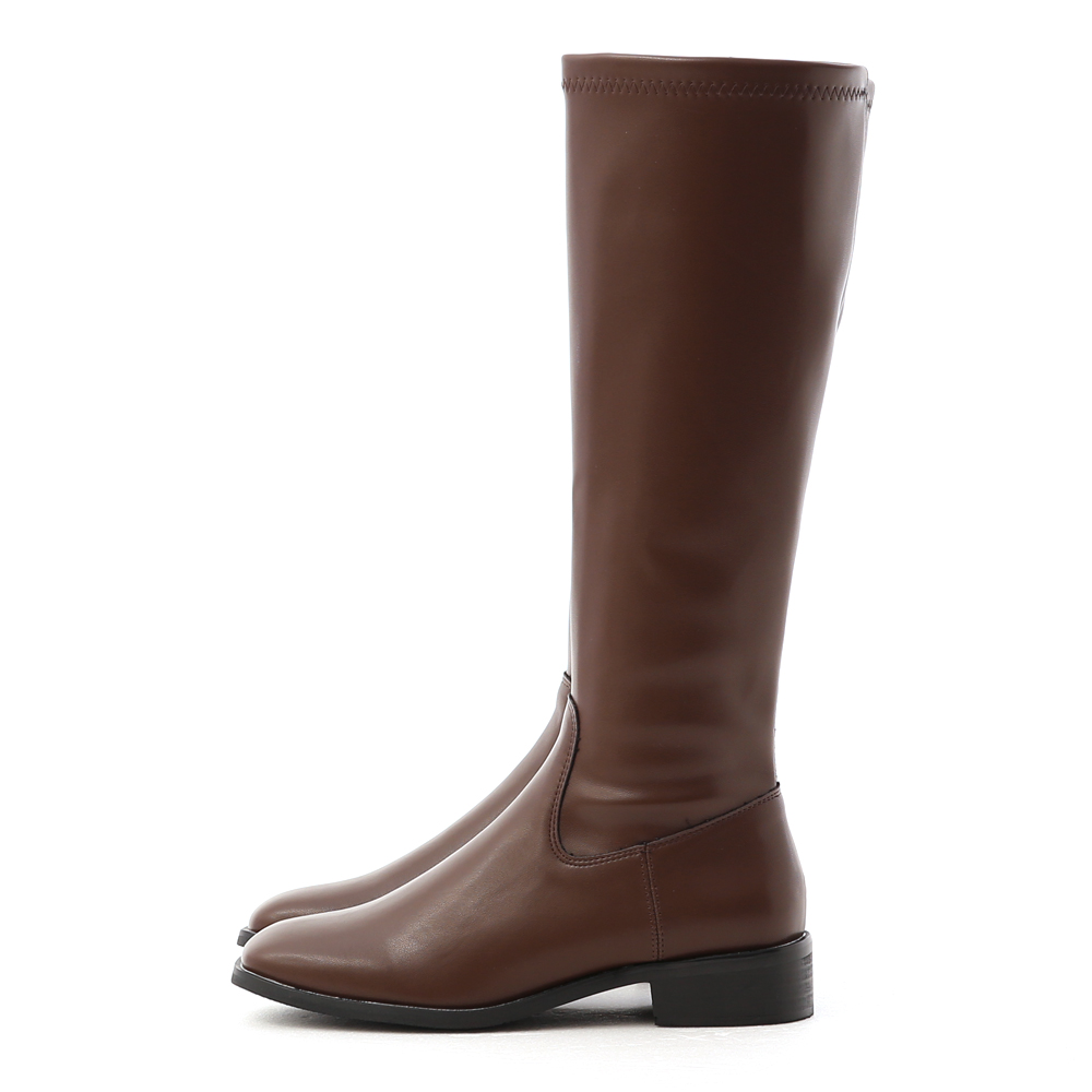 Plain Tailored Knee-Height Boots Brown