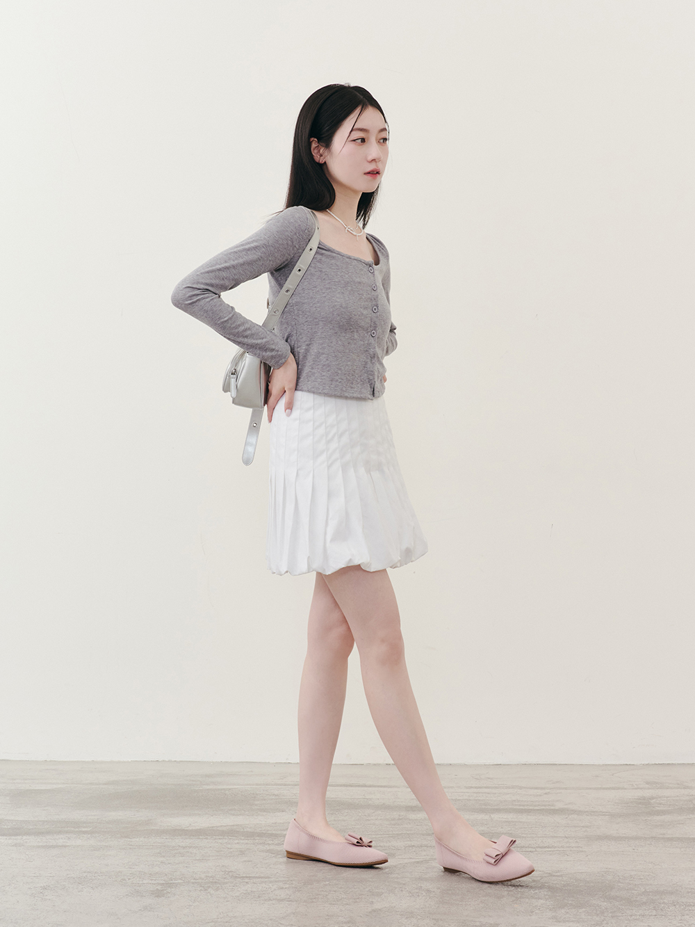 【3D零感雲織鞋】尖頭可拆卸蝴蝶結平底鞋 裸膚粉