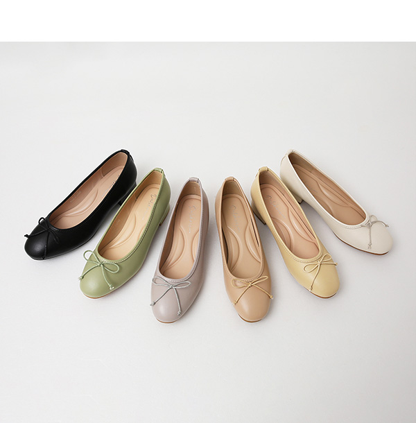 4D Cushioned Double-strap Low Heel Ballet Shoes Vanilla