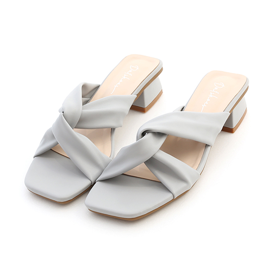 Knotted Square Toe Low Heel Sandals Glacier Blue
