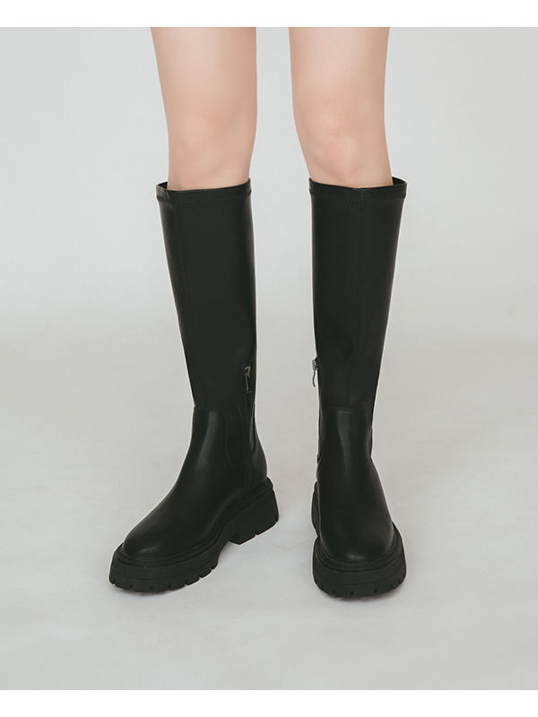 Plain Fitting Slimming Tall Boots Black