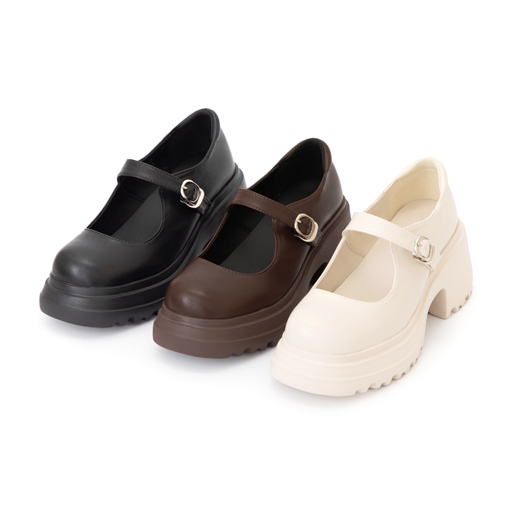 氧氣美女增高加厚底瑪莉珍鞋 黑色