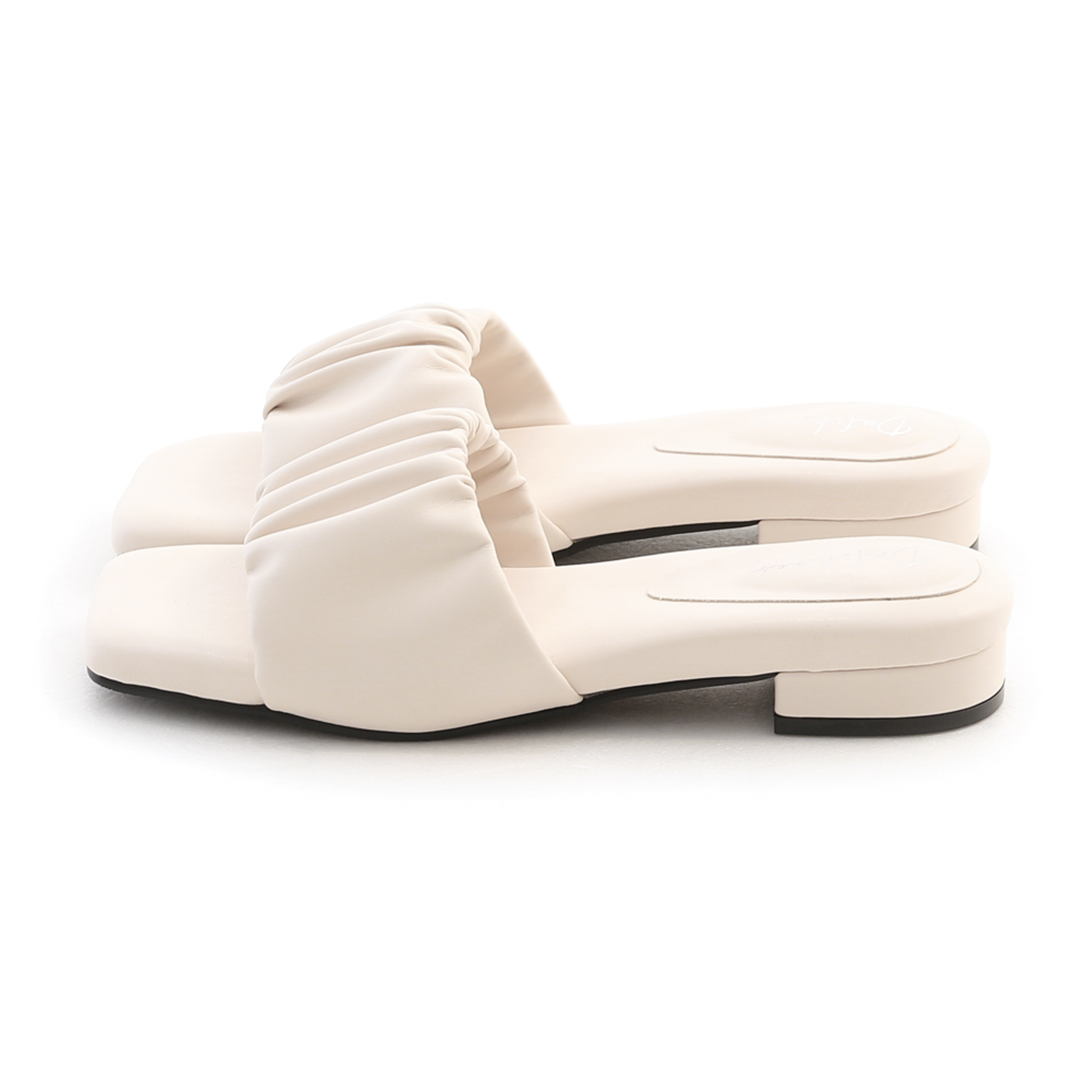 Ruched Puffy Cushioned Sandals Vanilla