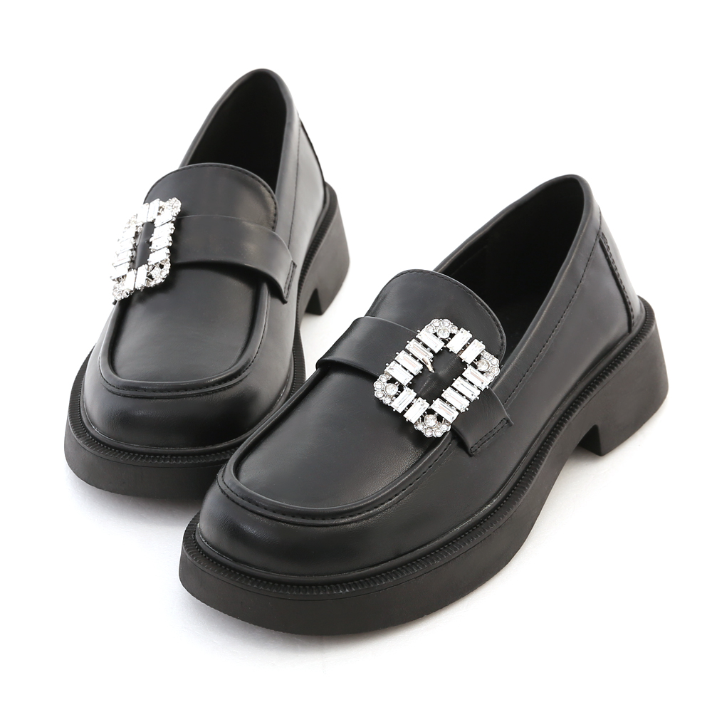 Crystal Embellished Chunky-Sole Loafers Black