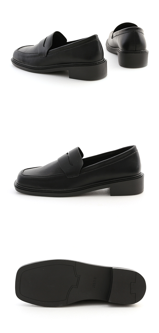 Vintage Square Toe Loafers Black