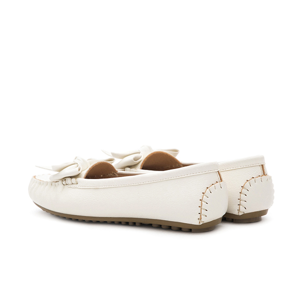 MIT Bow Moccasin Loafers White