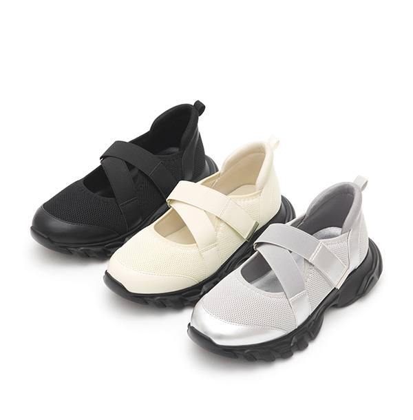 Cross-Strap Functional Ballet Flats 銀灰