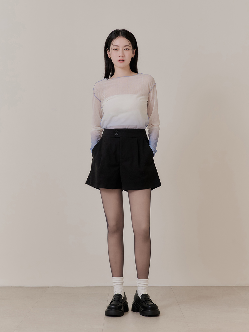 4D光腿神器黑透膚雙層絲襪 薄絨黑