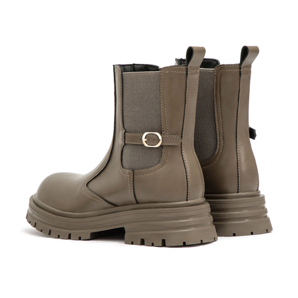 百搭氣場小釦環切爾西短靴 灰色