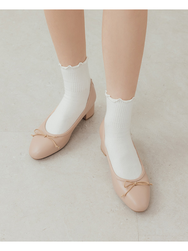 4D Cushioned Mid-Heel Ballets Shoes 粉杏