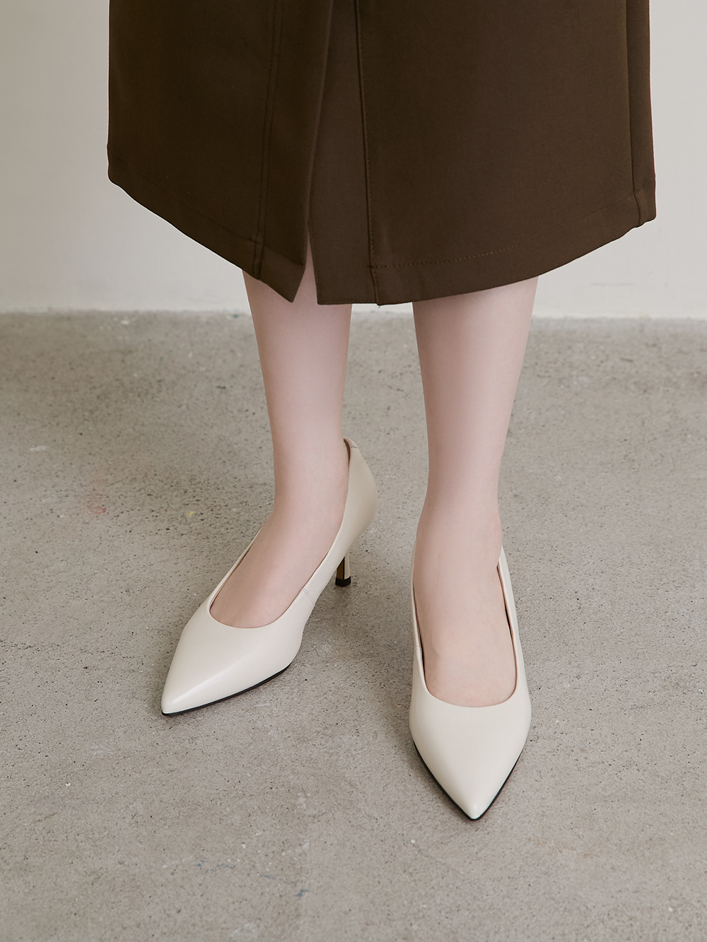 【真皮系列】6.5cm全能氣墊真皮高跟鞋 人氣白