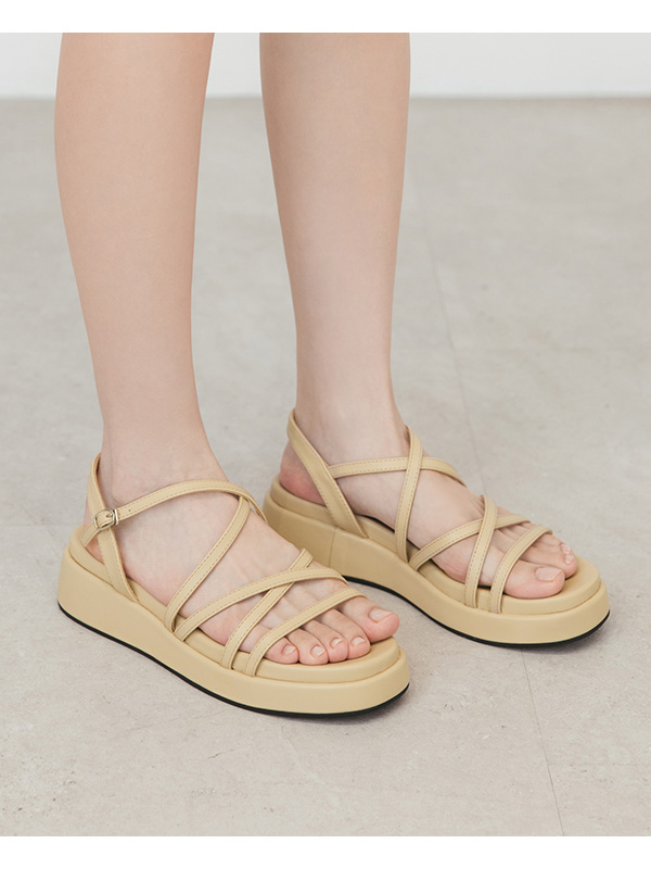 Cross-Strap Thick Sole Sandals Yellow