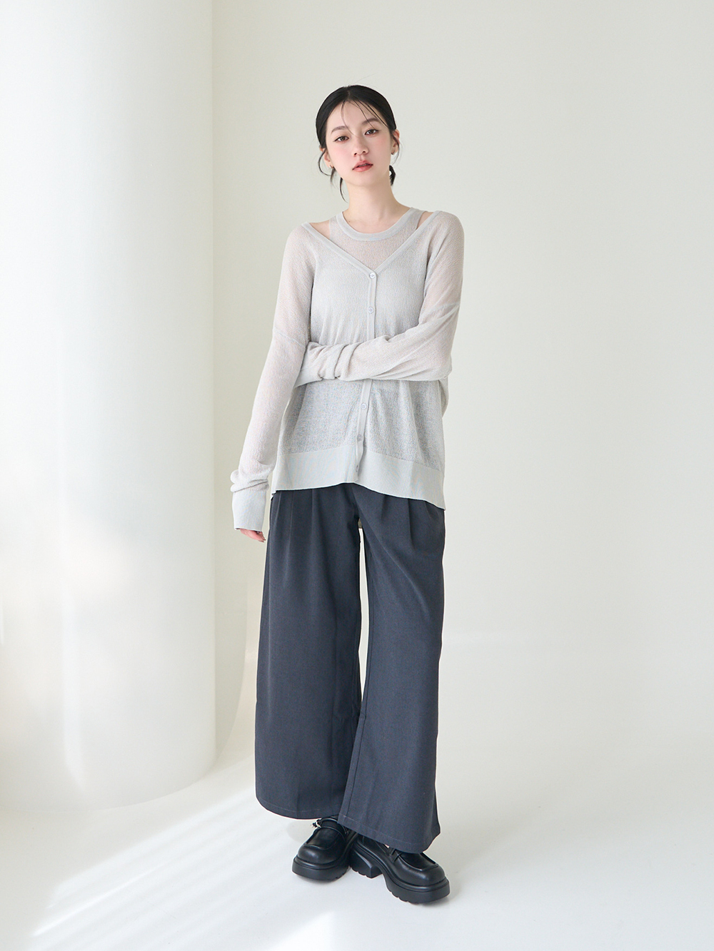 全日舒適小方塊厚底樂福鞋 黑色