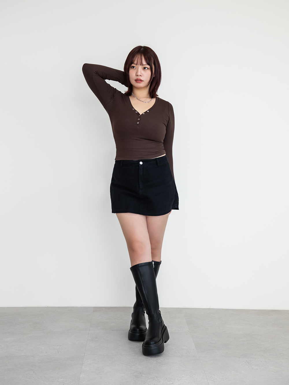 【加寬筒圍】時髦大長腿加厚底長靴 黑色