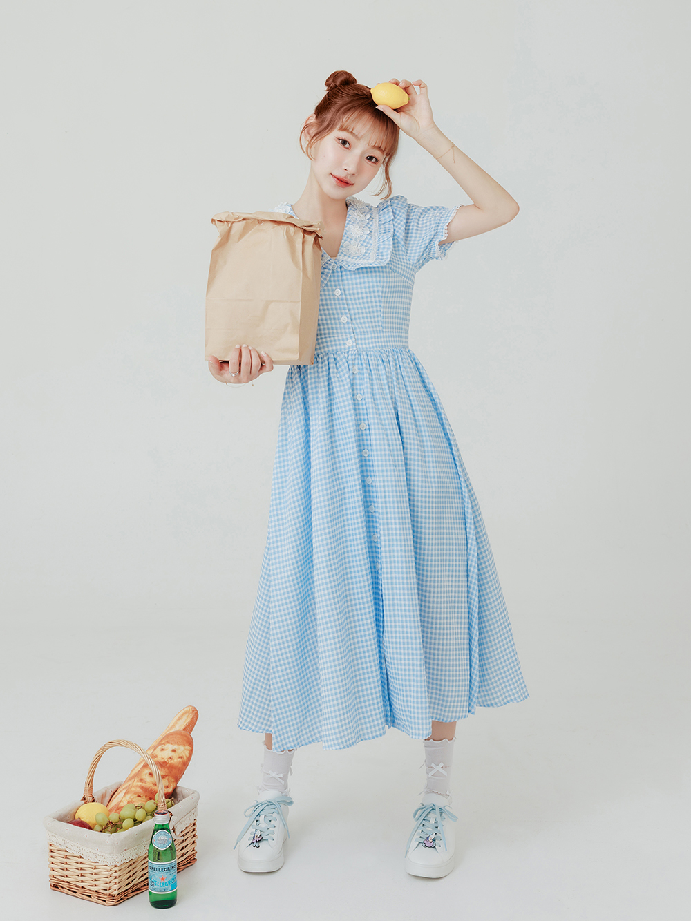 【Disney】牡蠣寶寶雙色鞋帶小白鞋 天空藍