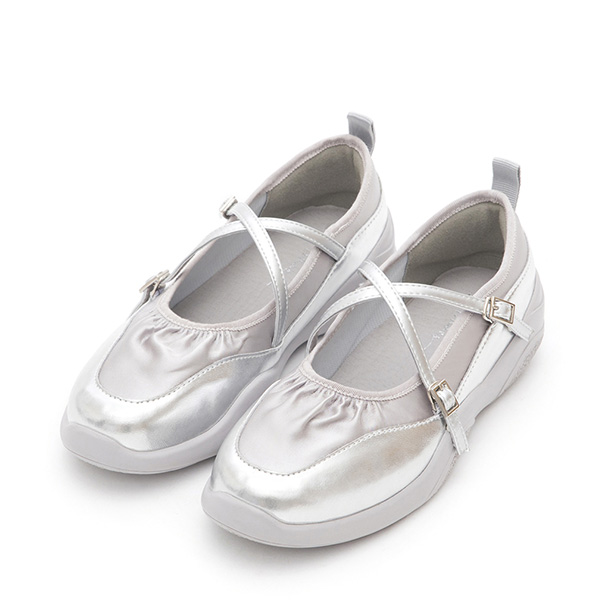 Cross-Strap Functional Mary Jane Shoes Silver